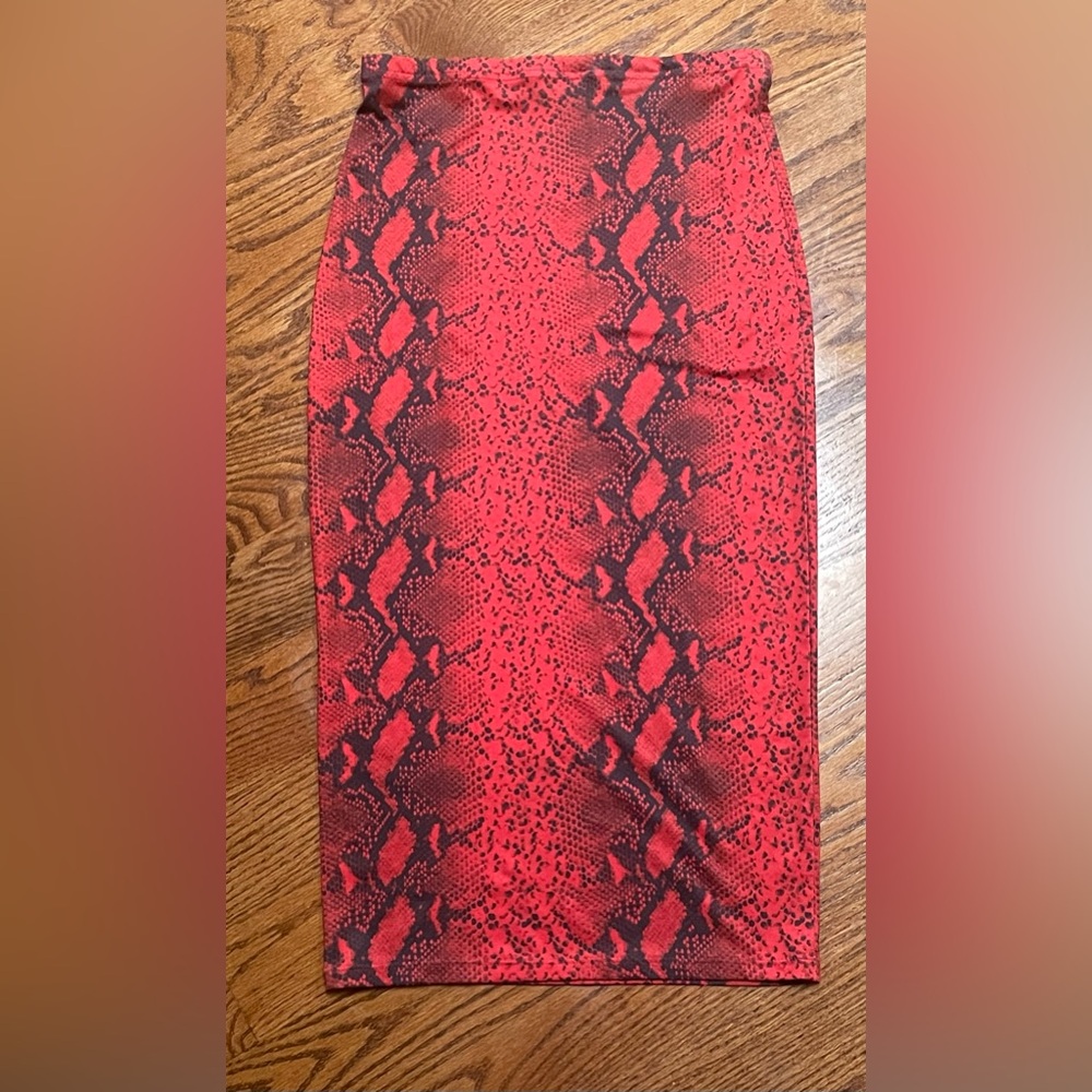 Red Snake Print Skirt